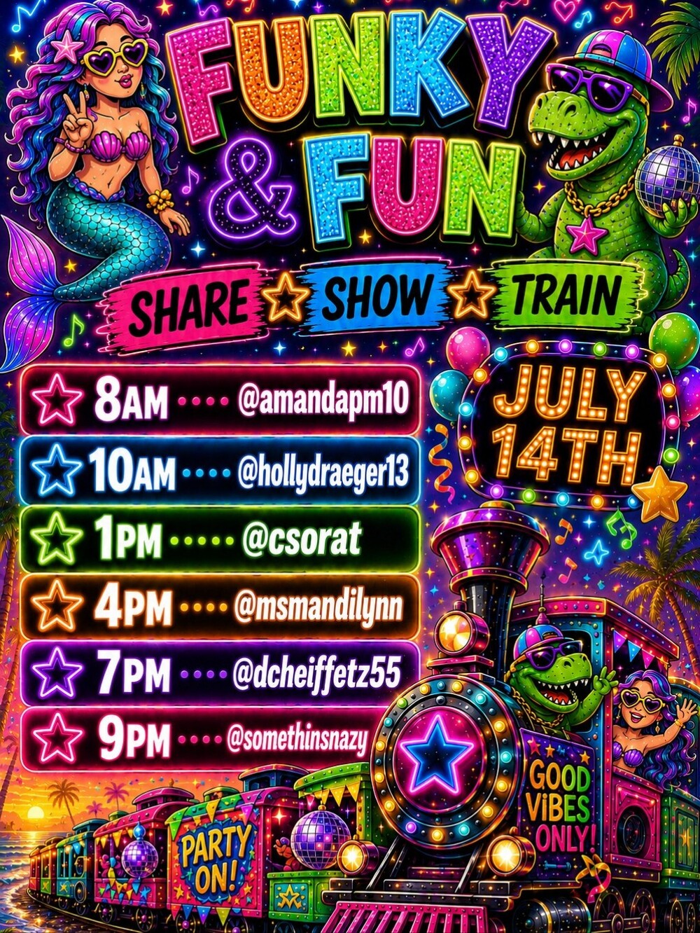 7/14Funky & Fun Share Show Train 8am- 11:30pm Or Later! - Picture 1 of 16